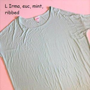 L Lularoe Irma tunic, mint green ribbed rayon